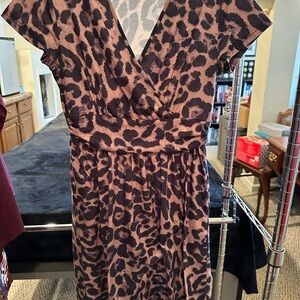 Leopard Print V-Neck Dress